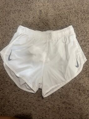 Nike Women's White Athletic Running Shorts with Reflective Swoosh